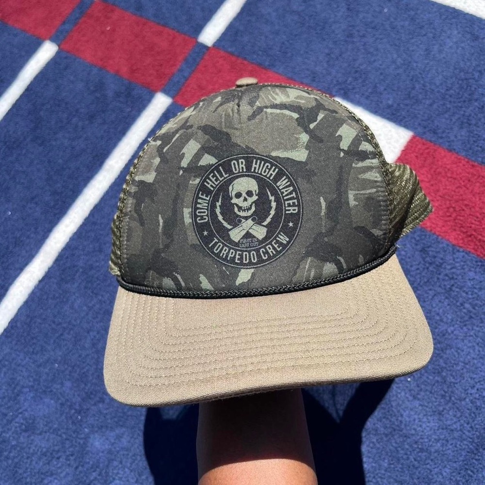 Patagonia Trucker Cap Camo Torpedo Crew Come Hell Or High Water Snap Back green